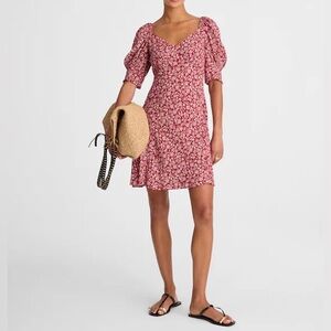 Madewell sweetheart puff sleeve smocked back floral dress